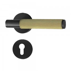 DS-B100 elegant black with elegant gold knurled door handle