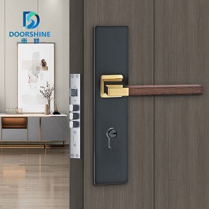 DS-Z300-615 Zinc alloy handle elegant black + redwood grain